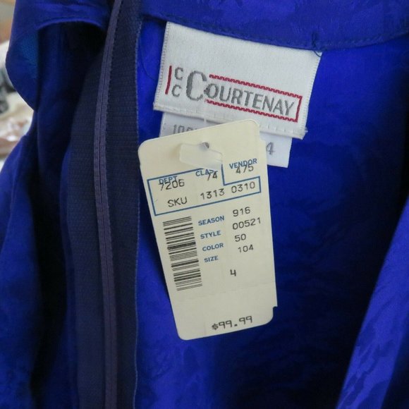 Vintage 80s Knee Length Silk Dress XS Purple Knotted Front Gathered Sleeve NWT - Picture 12 of 12